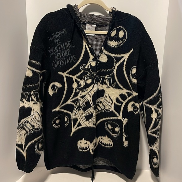 Camptex Wool Sweater Jacket The Nightmare Before Christmas Size Large Zip Up - Picture 2 of 8